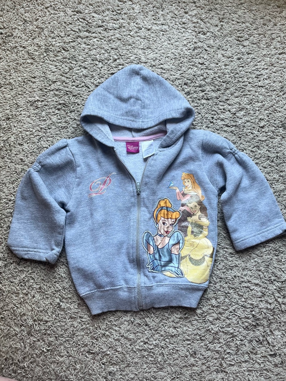 Y2K Disney Gray Girls' Princess Zip Hoodie